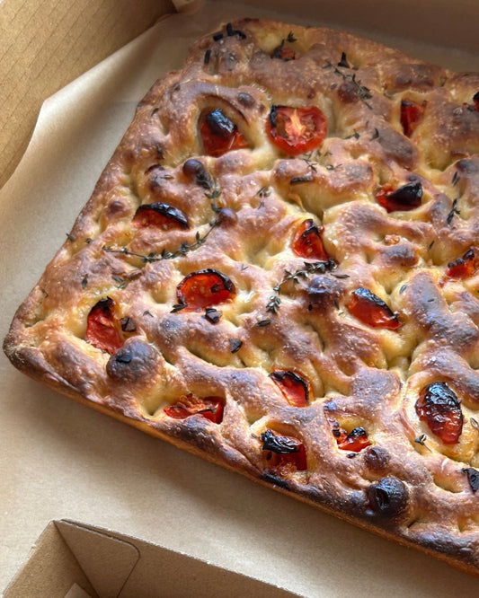 Heirloom Tomato, Garlic + Thyme Focaccia